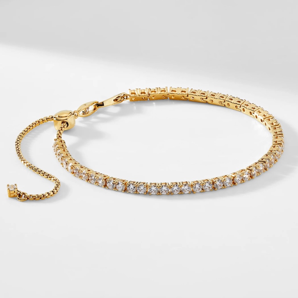 NWT Nadri Love All Cubic Zirconia Slider Bracelet Gold